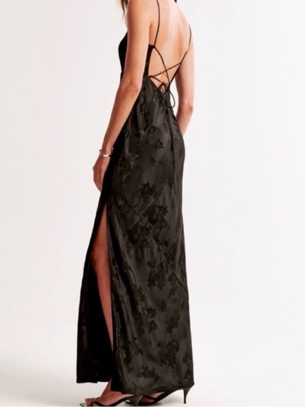 NWT Abercrombie & Fitch The A&F Julia Slip Satin Jacquard Maxi Dress Medium - Picture 2 of 4